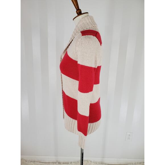 OLD NAVY Women's Beige & Pink Striped Button Up Sweater Sz XS - Picture 3 of 10